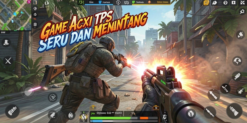 Screenshot gameplay 73K menunjukkan aksi tembak-menembak yang mendebarkan.