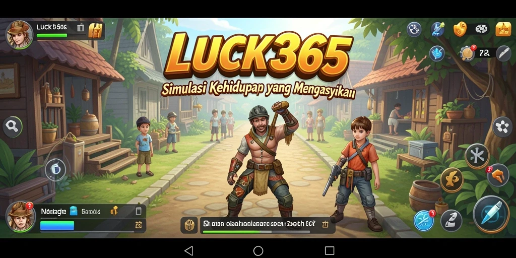Tangkapan layar dari gameplay LUCK365 yang menunjukkan interaksi karakter.
