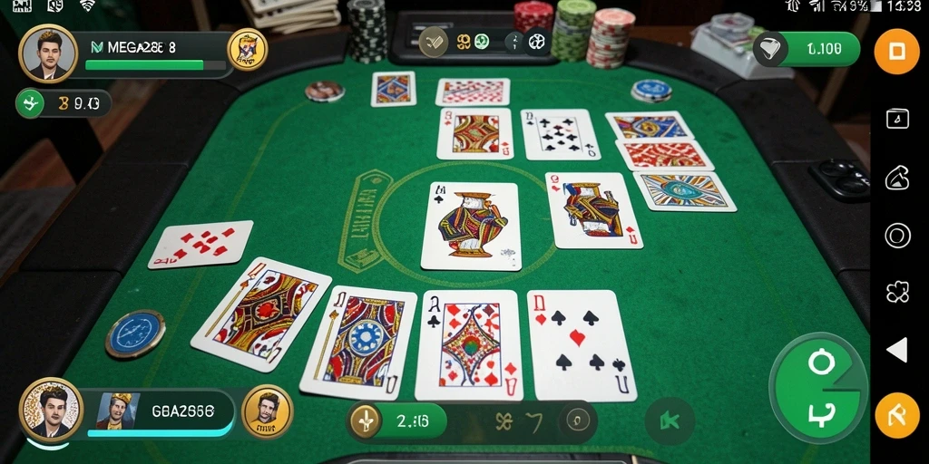 Screenshot gameplay MEGA288 menampilkan suasana seru permainan Gaple.