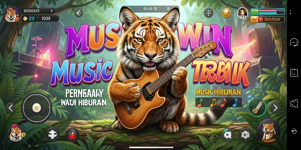 Screenshot utama MUSANGWIN menampilkan gameplay yang seru dengan berbagai lagu.