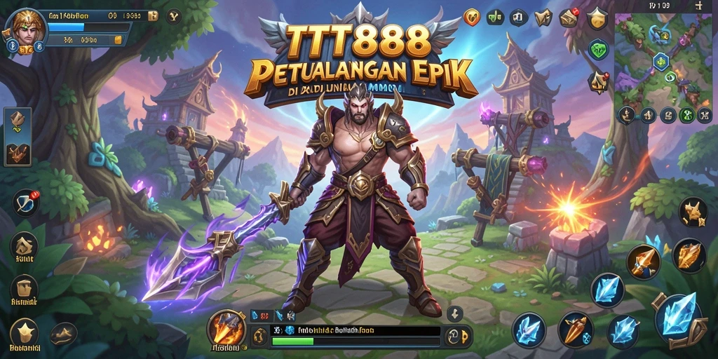 Tampilan dinamis gameplay TTT888 di dunia MMORPG.