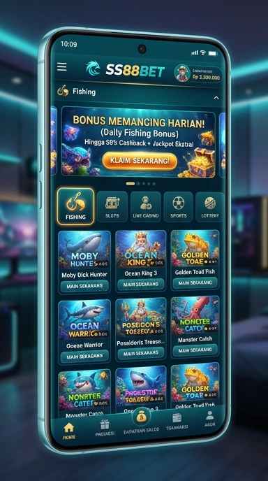 Tampilan utama aplikasi ss88bet dengan navigasi yang sederhana.